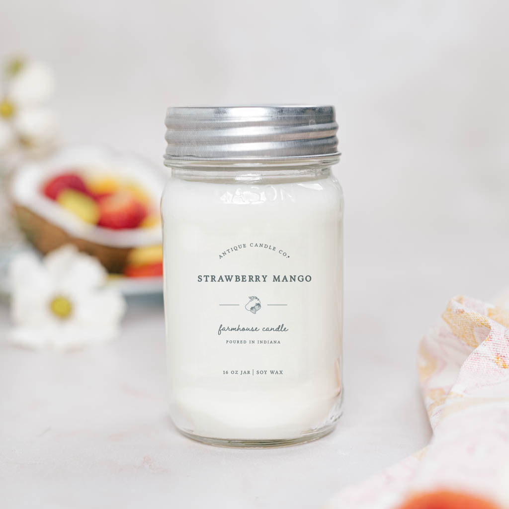 Strawberry Mango - Soy Wax Candle: 1 mason jar (16oz)