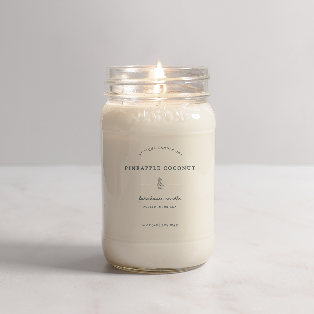 Pineapple Coconut - Soy Wax Candle: 1 mason jar (16 oz)