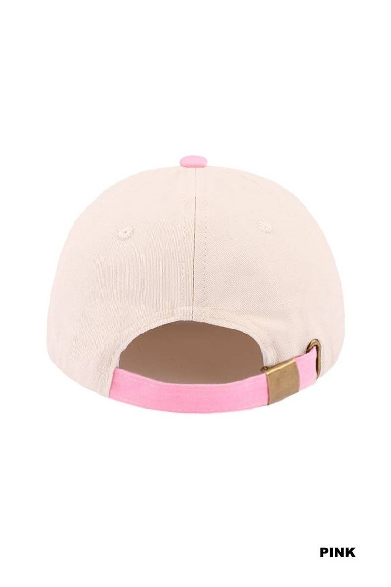God Bless America Two-tone Canvas Cotton Cap: FUCHSIA / 1(ONE SIZE)