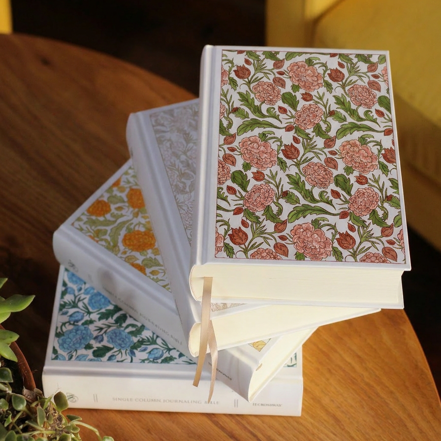ESV Custom Single Column Journaling Bible®, Floral Hardcover: Pink