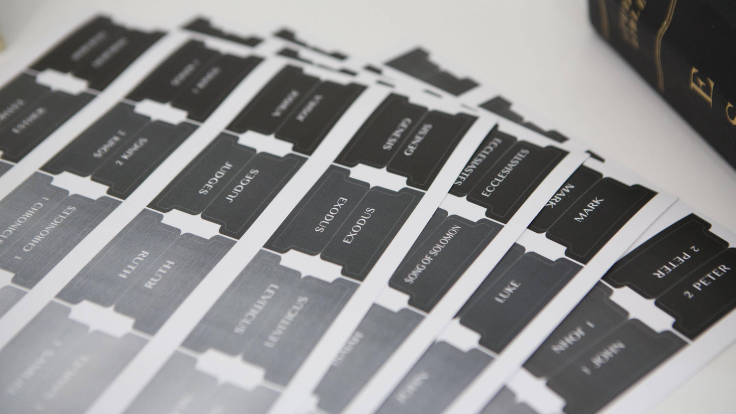 Bible Tabs | Bible Index Tabs- Black and Gray