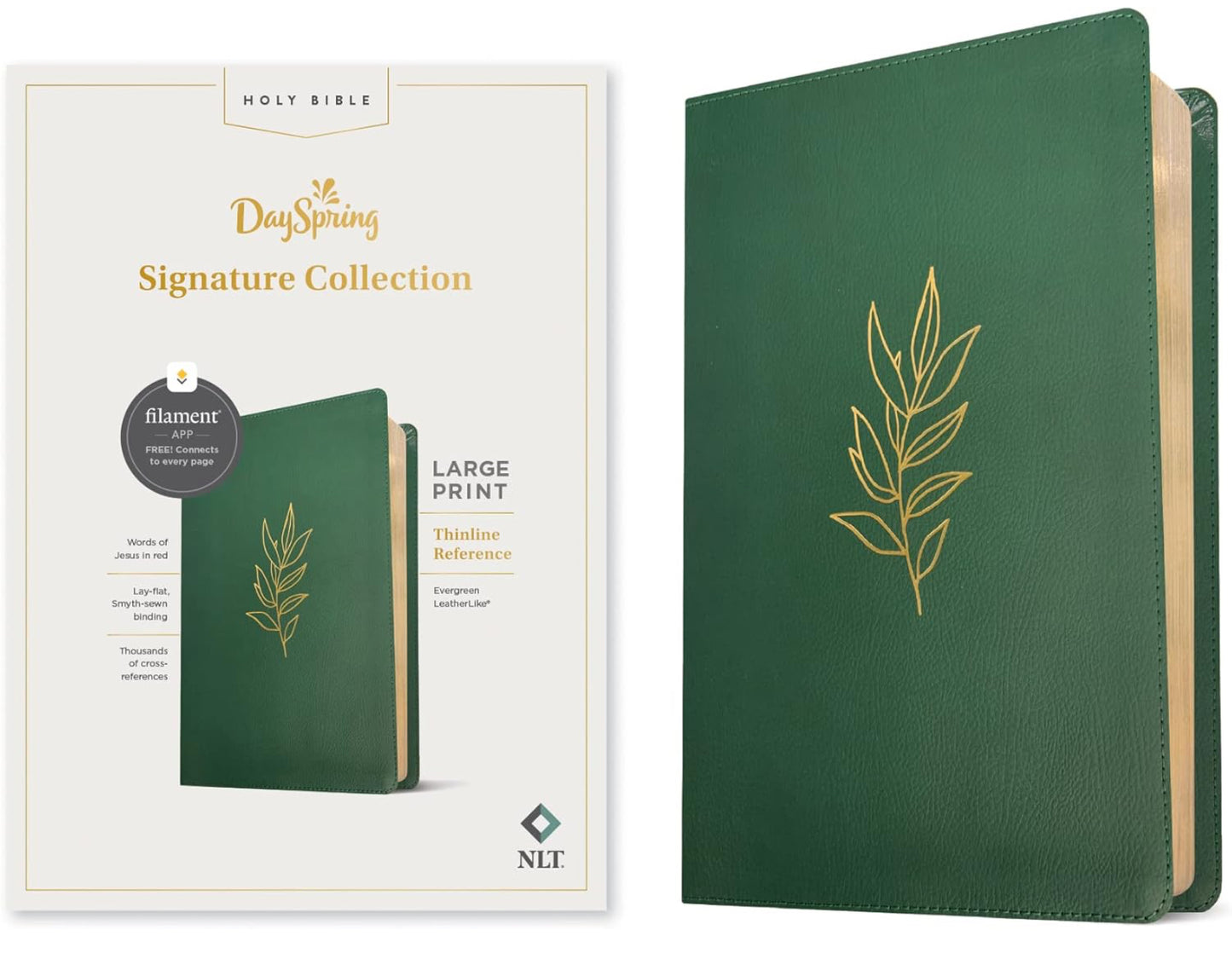 NLT Large Print Thinline Reference Bible Evergreen Leatherlike