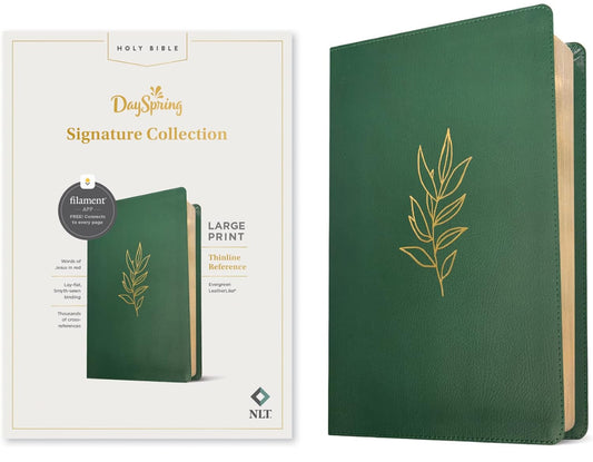NLT Large Print Thinline Reference Bible Evergreen Leatherlike