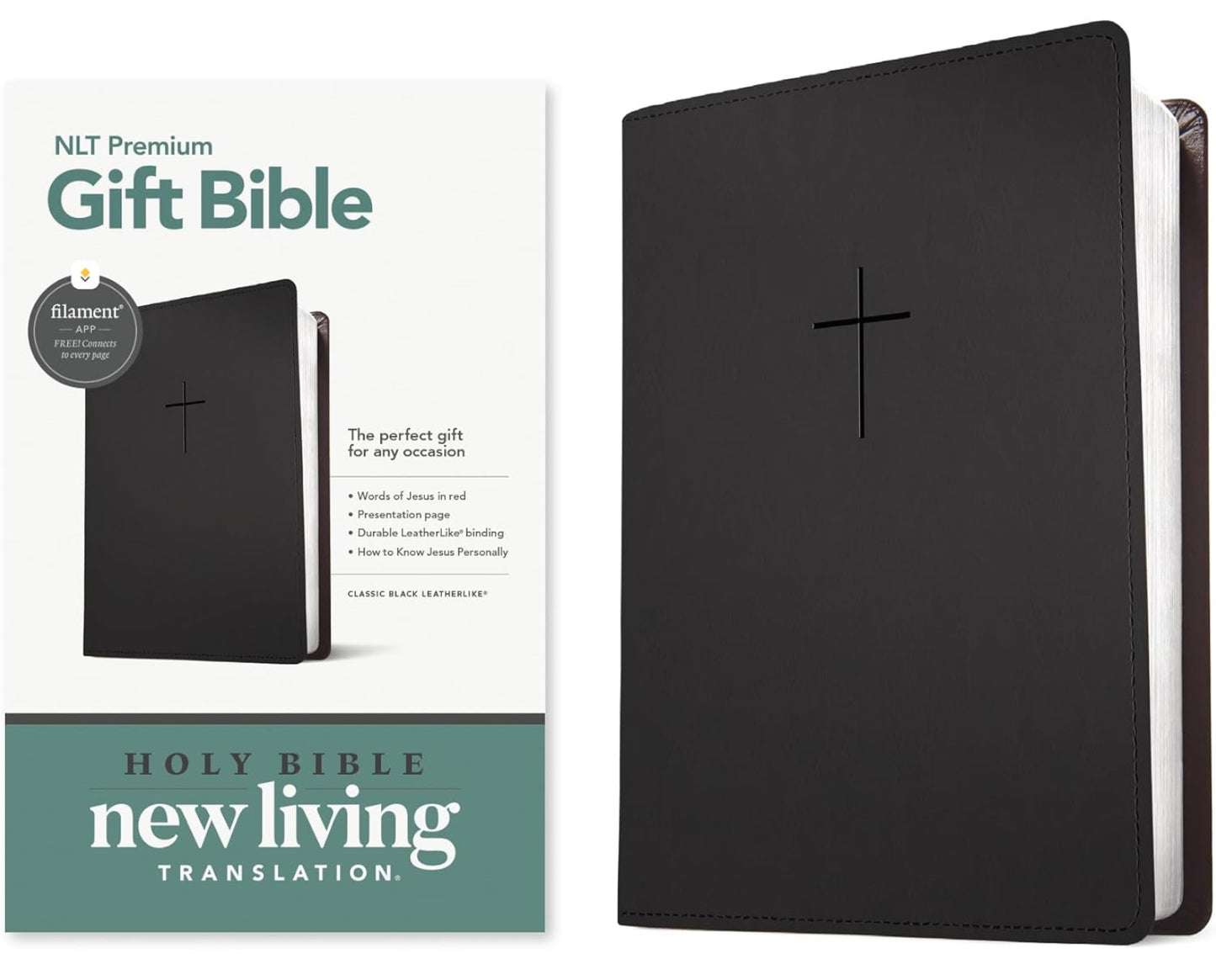NLT Premium Gift Bible Black Leatherlike Filament app enabled
