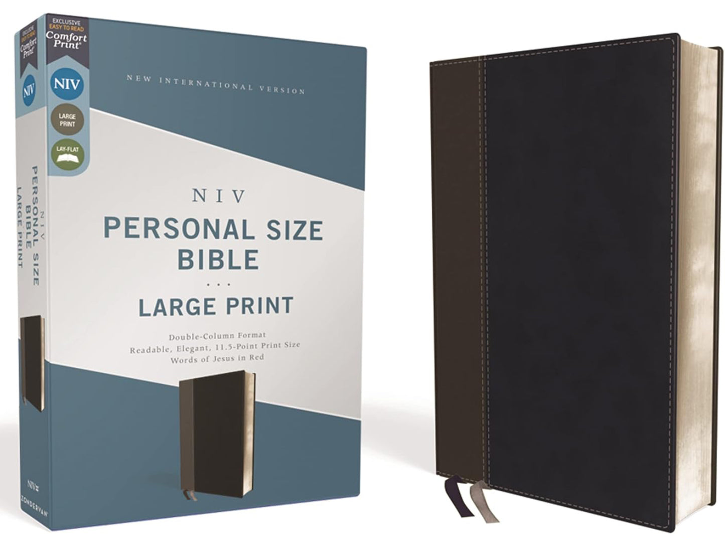 NIV Personal Size Bible Large Print Black Leathersoft
