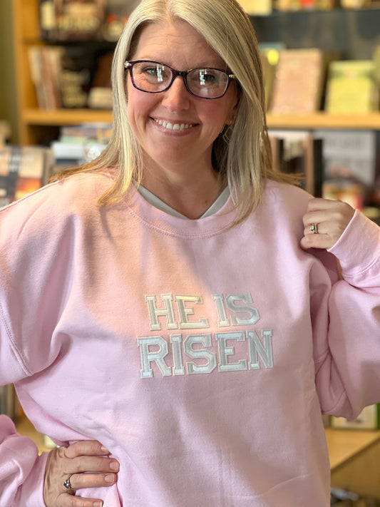 He is Risen Sweatshirt, Christian Sweatshirts: Light Pink / M