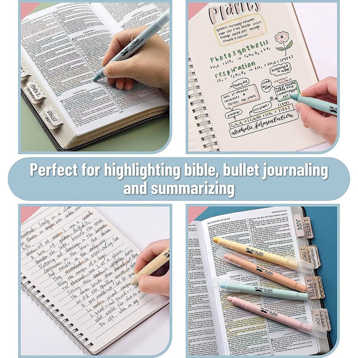 Gel Highlighters, 8 Pack, No-Bleed, Twist-Up Design, Sharpenable Tips, Smooth Glide, Perfect for Bible Pages: Pastel