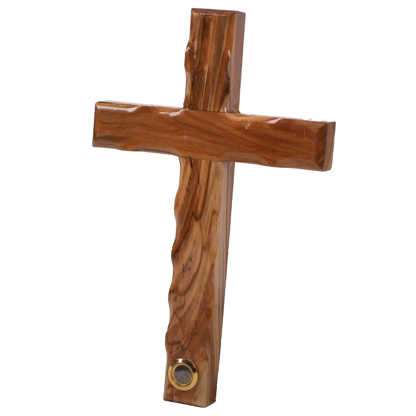 Cross Olive Wood & Soil Vial