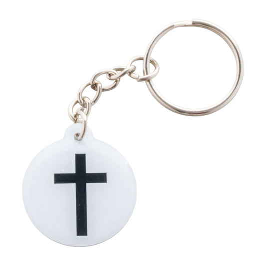Tap To Pray® Acrylic Keychain: White + Cross