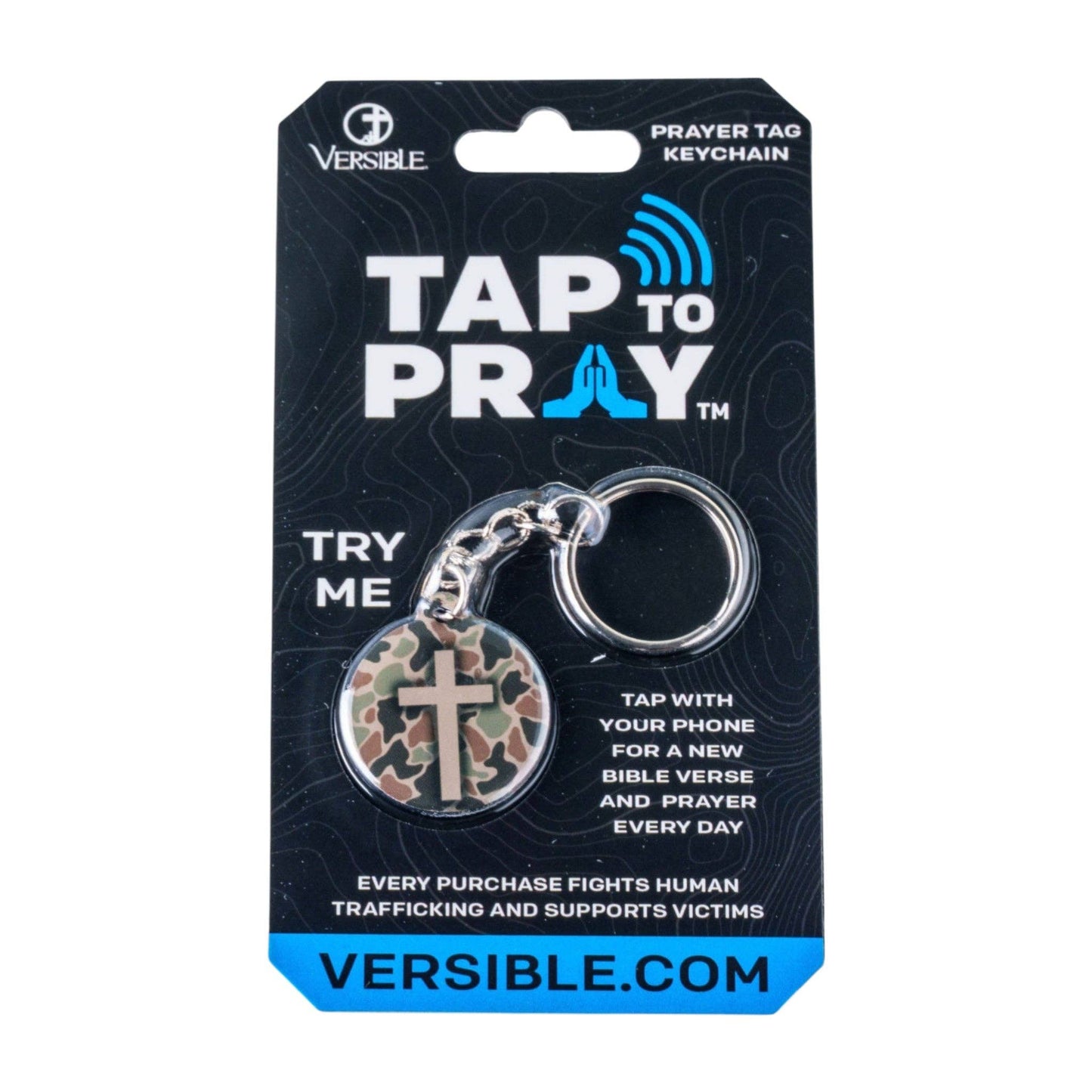 Tap To Pray® Acrylic Keychain: White + Cross