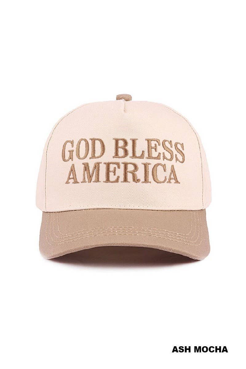 God Bless America Two-tone Canvas Cotton Cap: BLACK / 1(ONE SIZE)