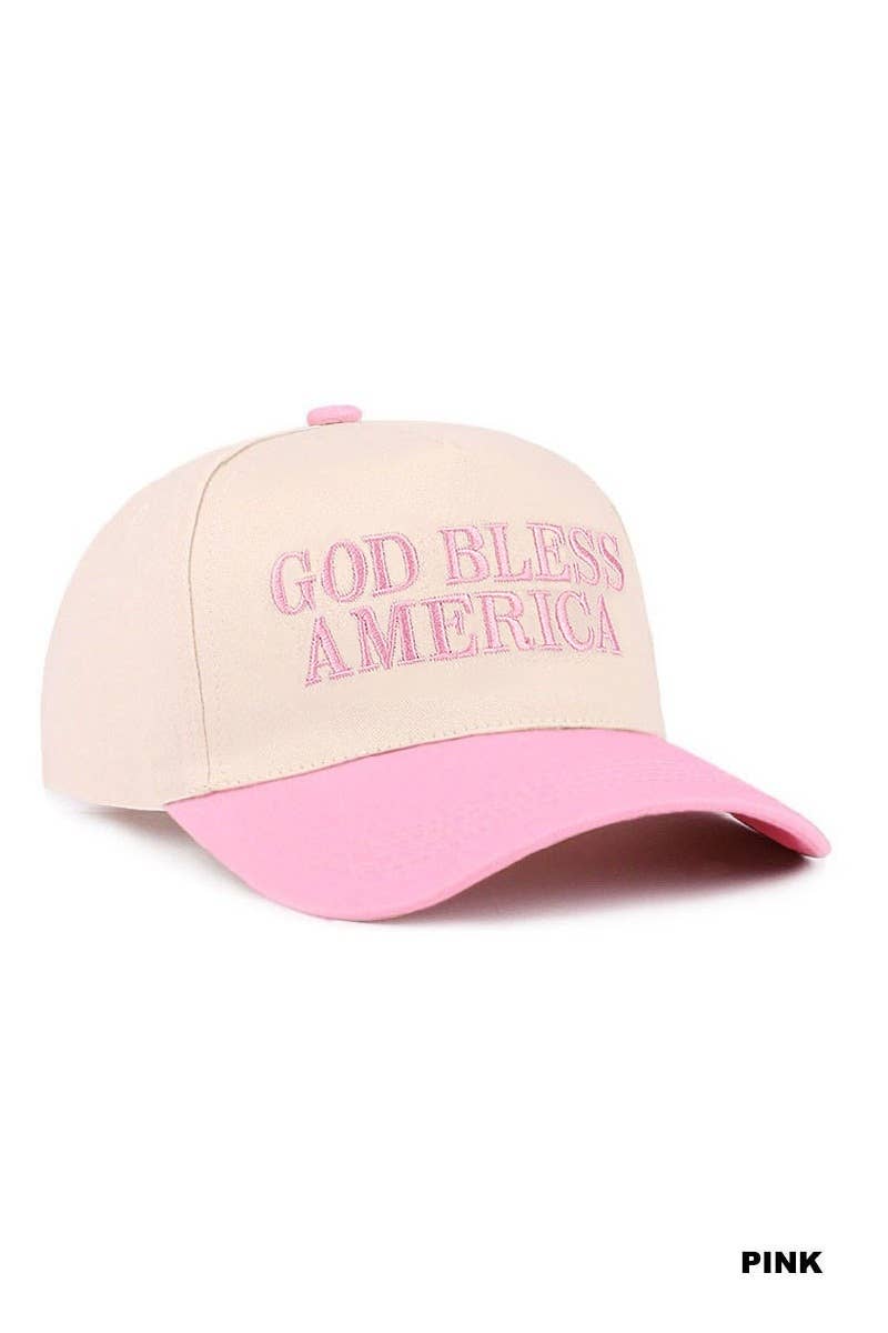 God Bless America Two-tone Canvas Cotton Cap: FUCHSIA / 1(ONE SIZE)