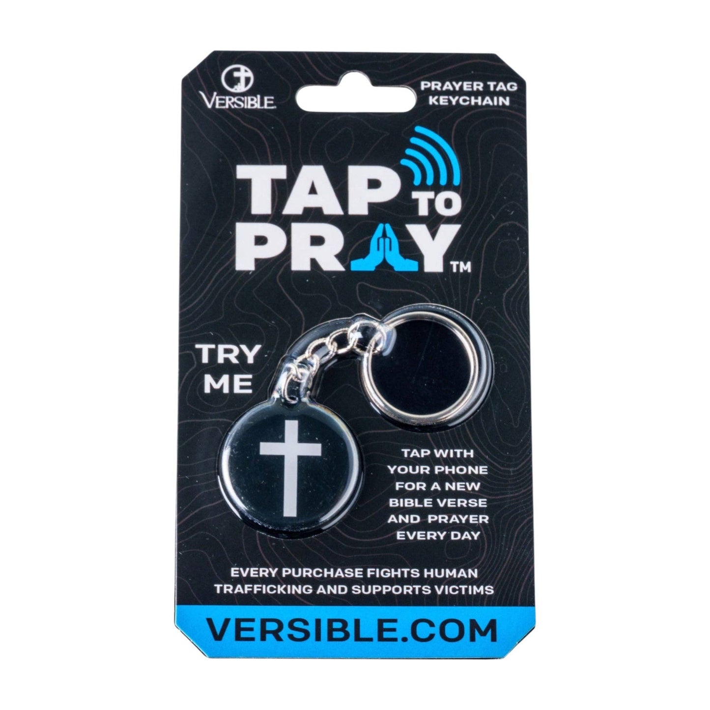 Tap To Pray® Acrylic Keychain: White + Cross