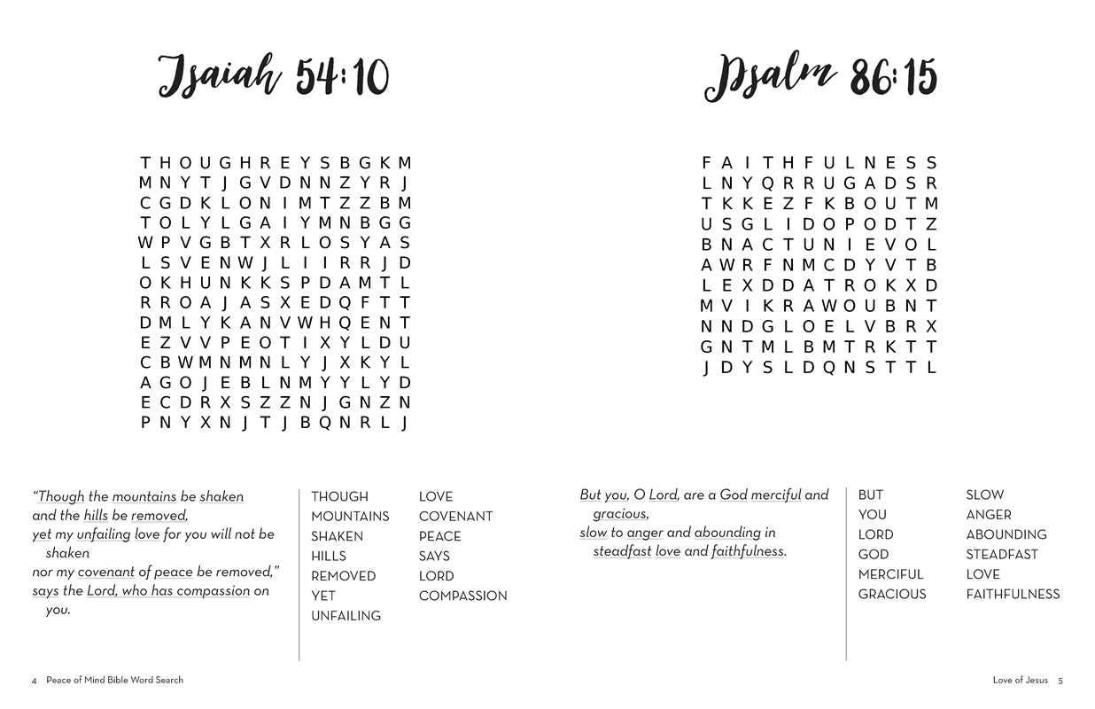 Peace of Mind Bible Word Search Love of Jesus by Linda Peters: Paperback; 208 pages / English