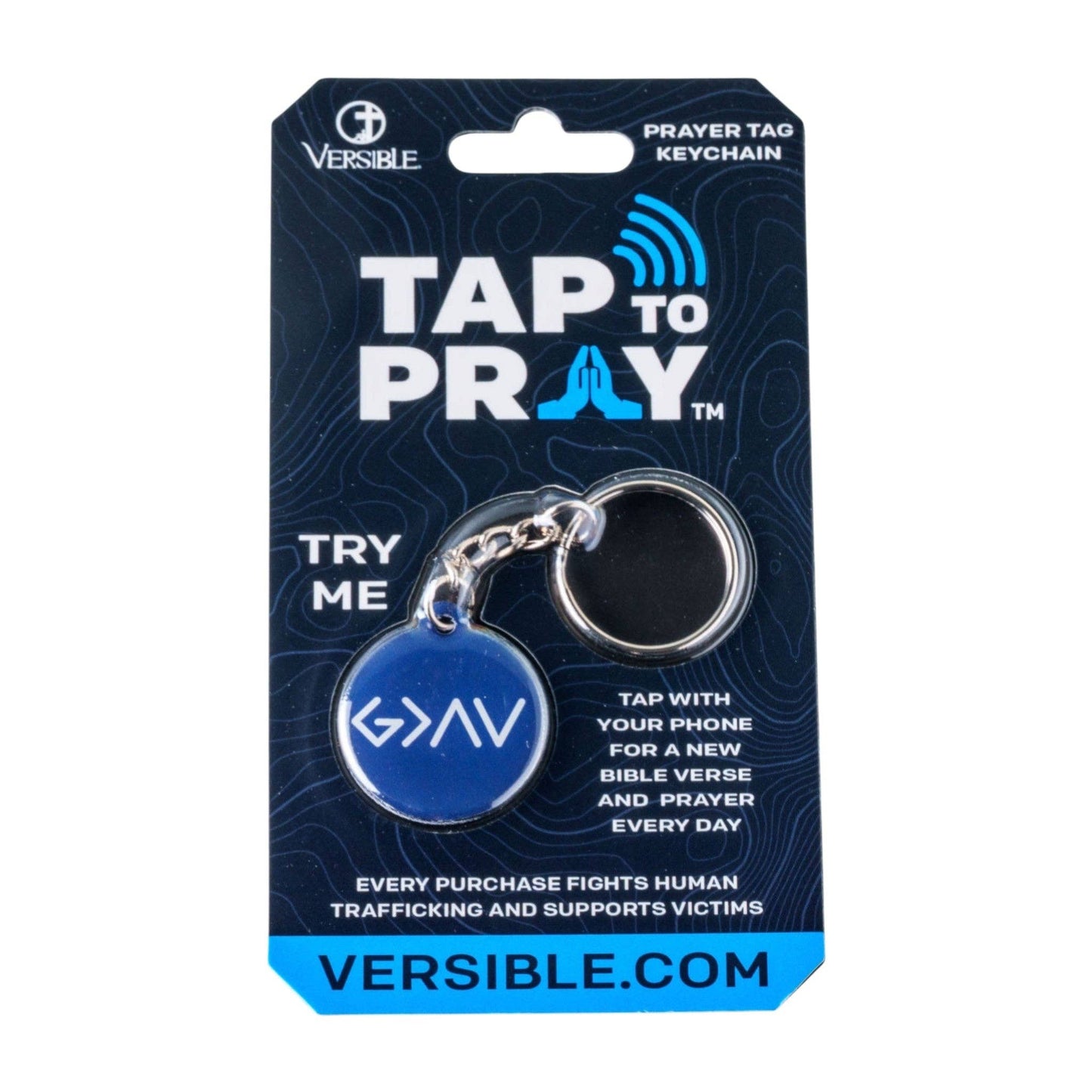Tap To Pray® Acrylic Keychain: White + Cross