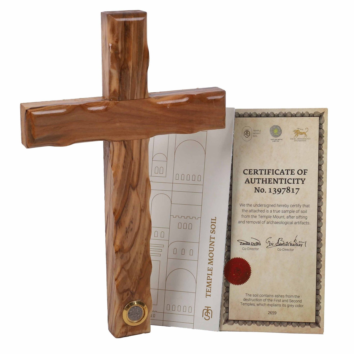 Cross Olive Wood & Soil Vial