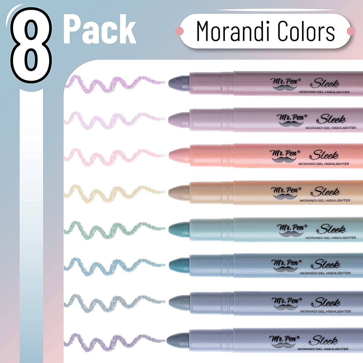 Gel Highlighters, 8 Pack, No-Bleed, Twist-Up Design, Sharpenable Tips, Smooth Glide, Perfect for Bible Pages: Pastel