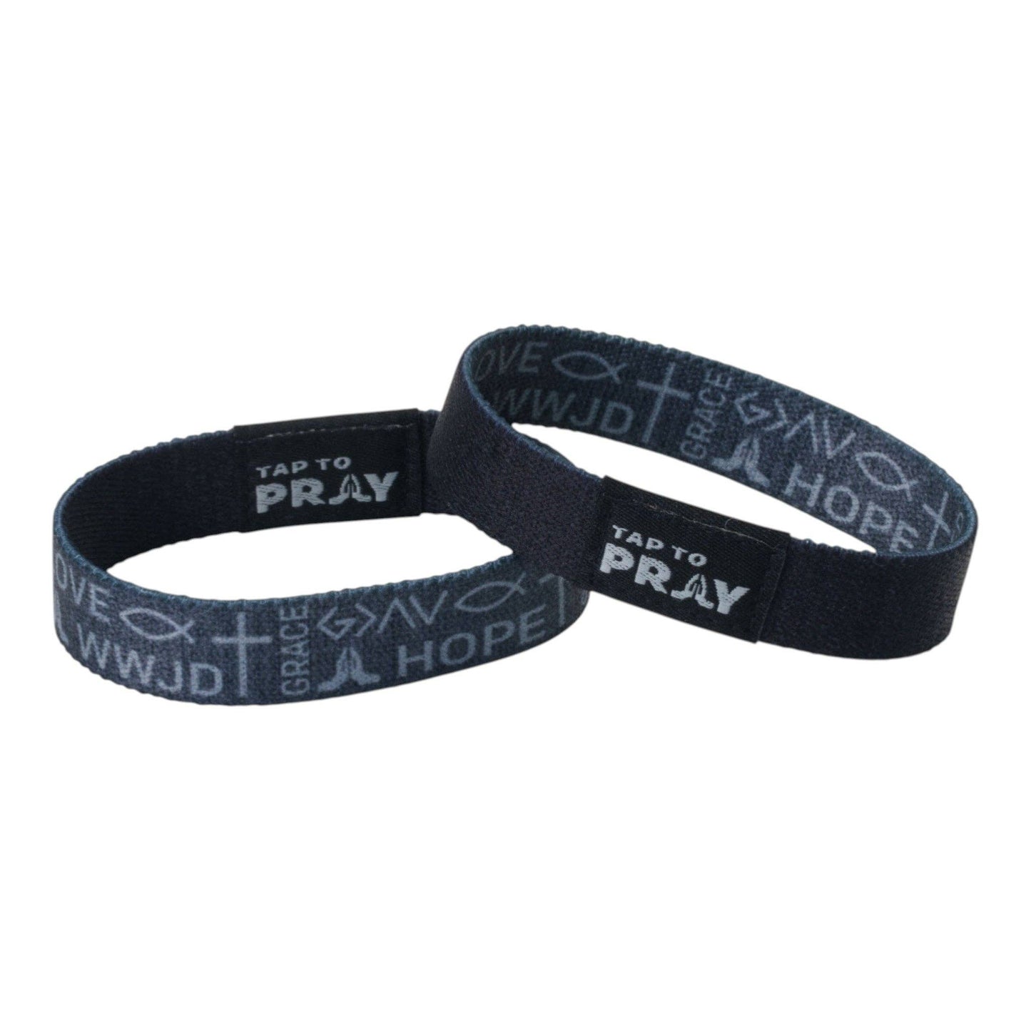 Tap To Pray® Wristband – Symbols of Faith - Grey: Extra Large