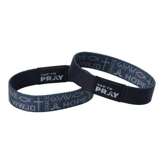 Tap To Pray® Wristband – Symbols of Faith - Grey: Extra Large