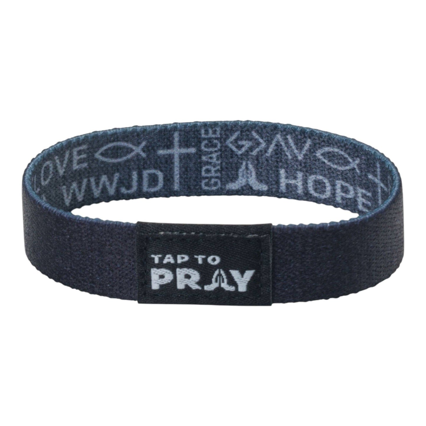 Tap To Pray® Wristband – Symbols of Faith - Grey: Extra Large