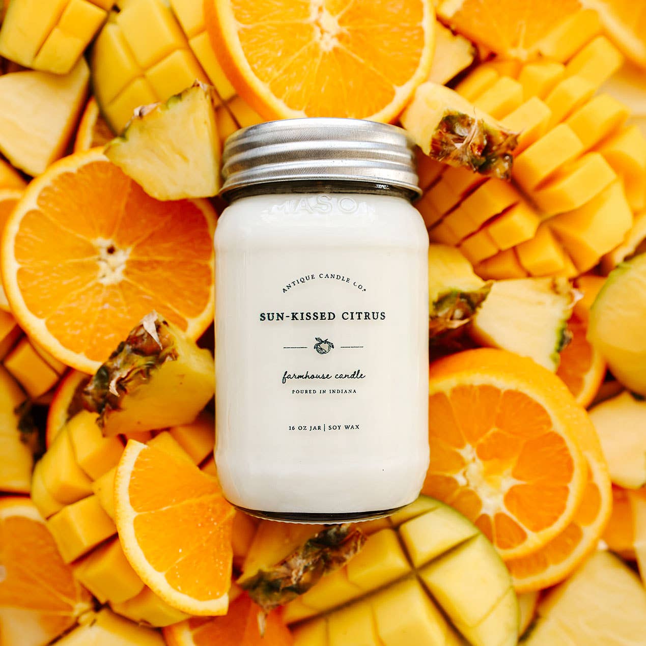 Sun-Kissed Citrus - Soy Wax Candle: 1 mason jar (16oz)