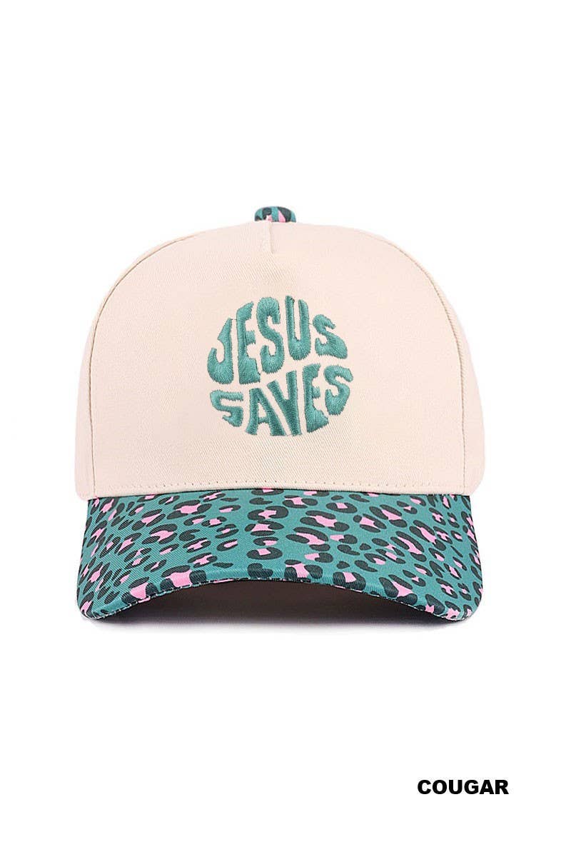 Jesus Saves Two Tone Canvas Cotton Cap: COUGAR / 1(ONE SIZE)