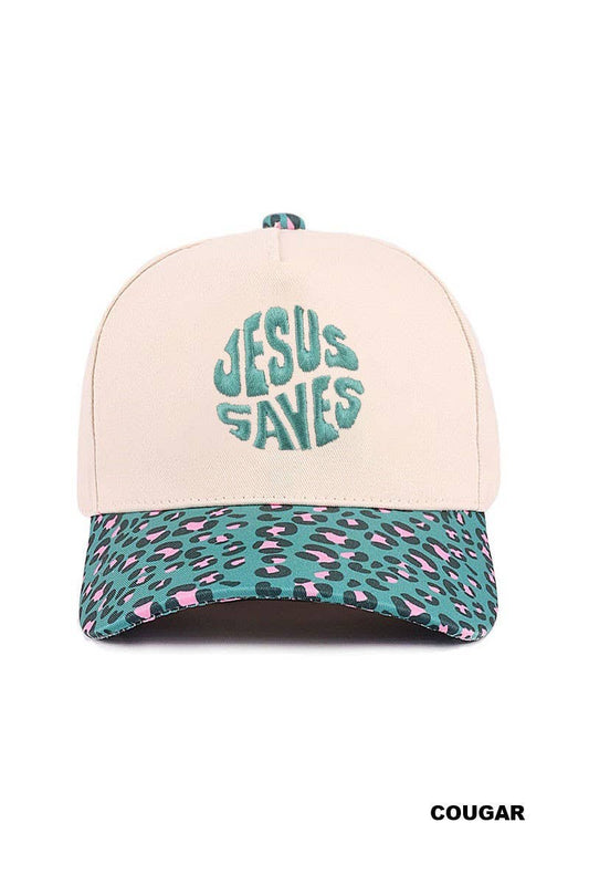 Jesus Saves Two Tone Canvas Cotton Cap: COUGAR / 1(ONE SIZE)