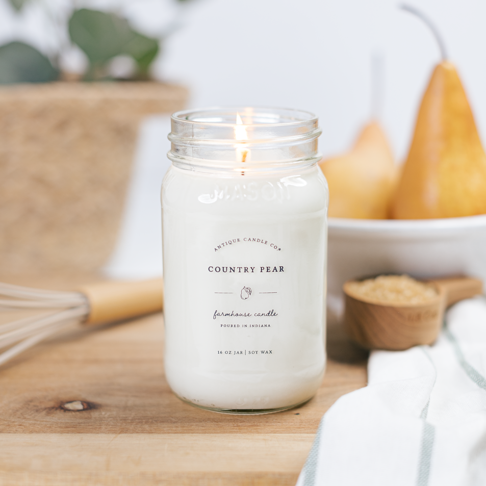 Country Pear - Soy Wax Candle: 1 mason jar (16oz)