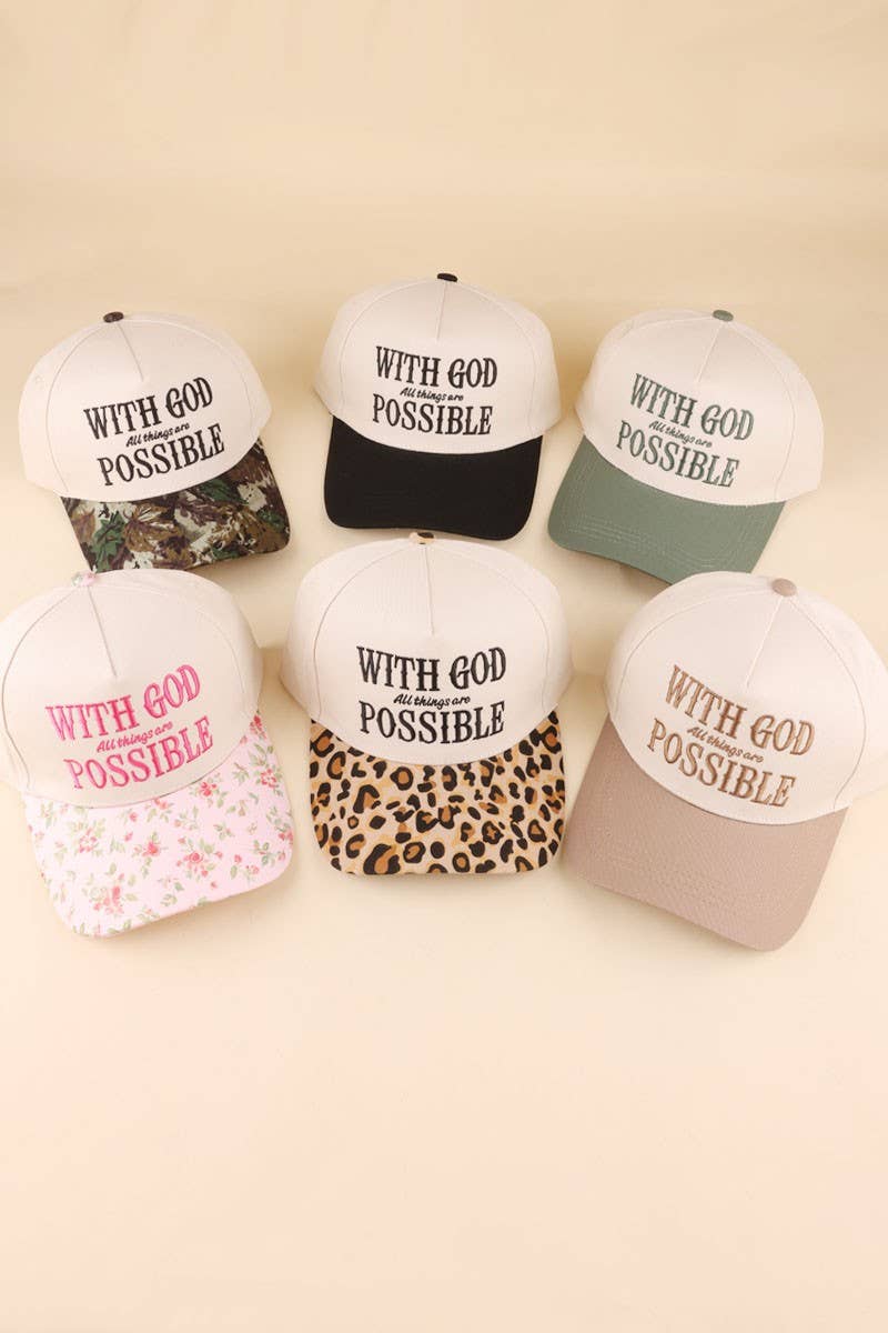 With God All Things Are Possible Two Tone Cotton Hat: ASH MOCHA / 1(ONE SIZE)