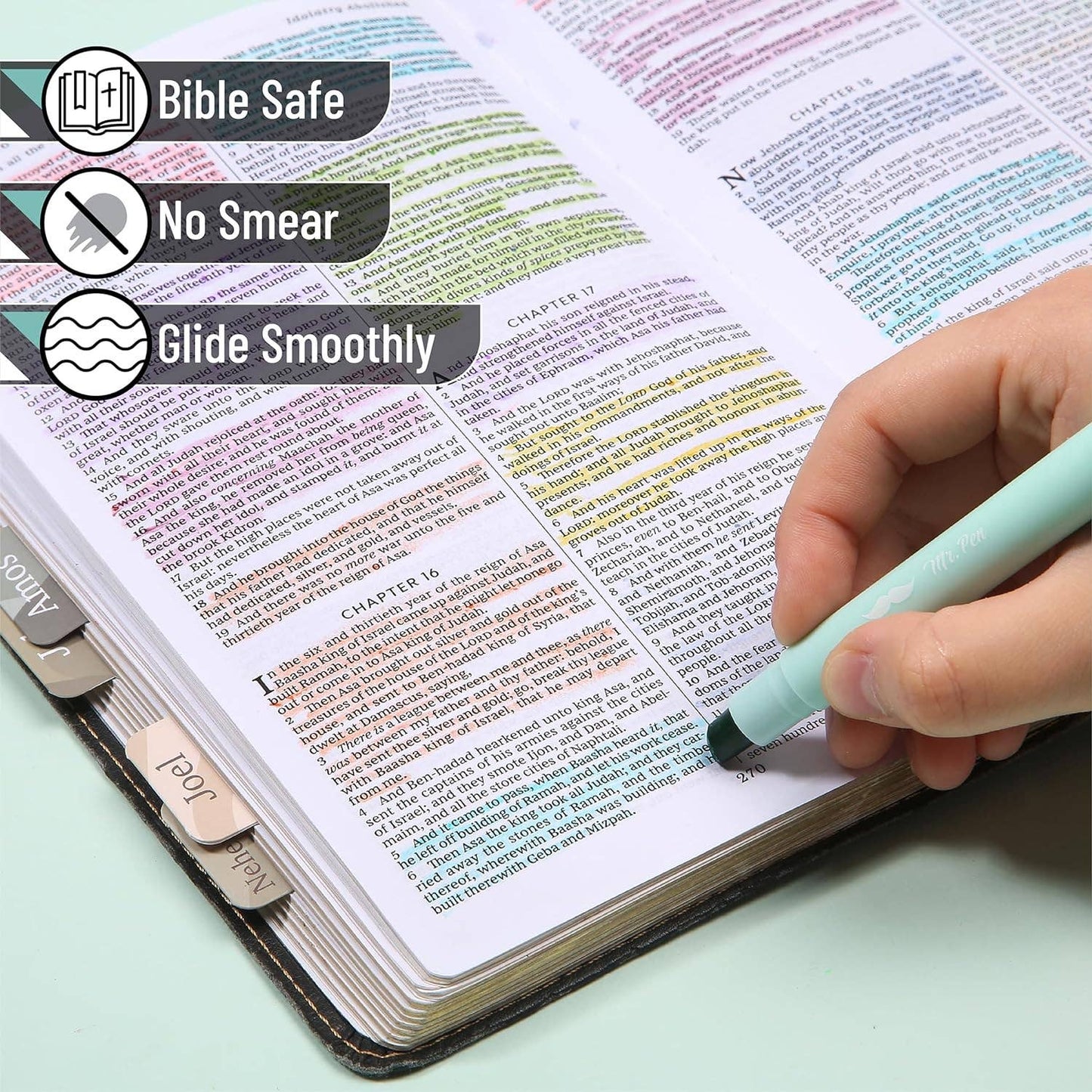 Gel Highlighters, 8 Pack, No-Bleed, Twist-Up Design, Sharpenable Tips, Smooth Glide, Perfect for Bible Pages: Pastel