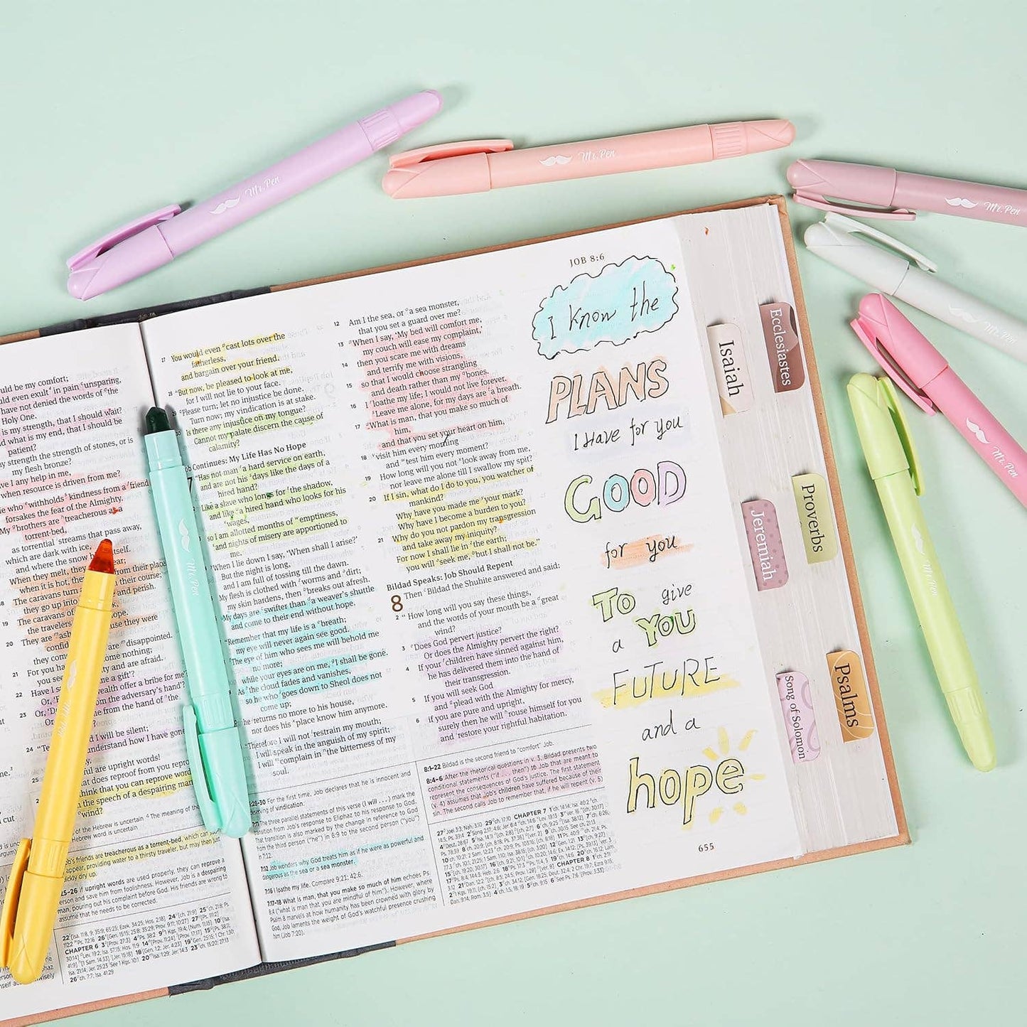 Gel Highlighters, 8 Pack, No-Bleed, Twist-Up Design, Sharpenable Tips, Smooth Glide, Perfect for Bible Pages: Pastel